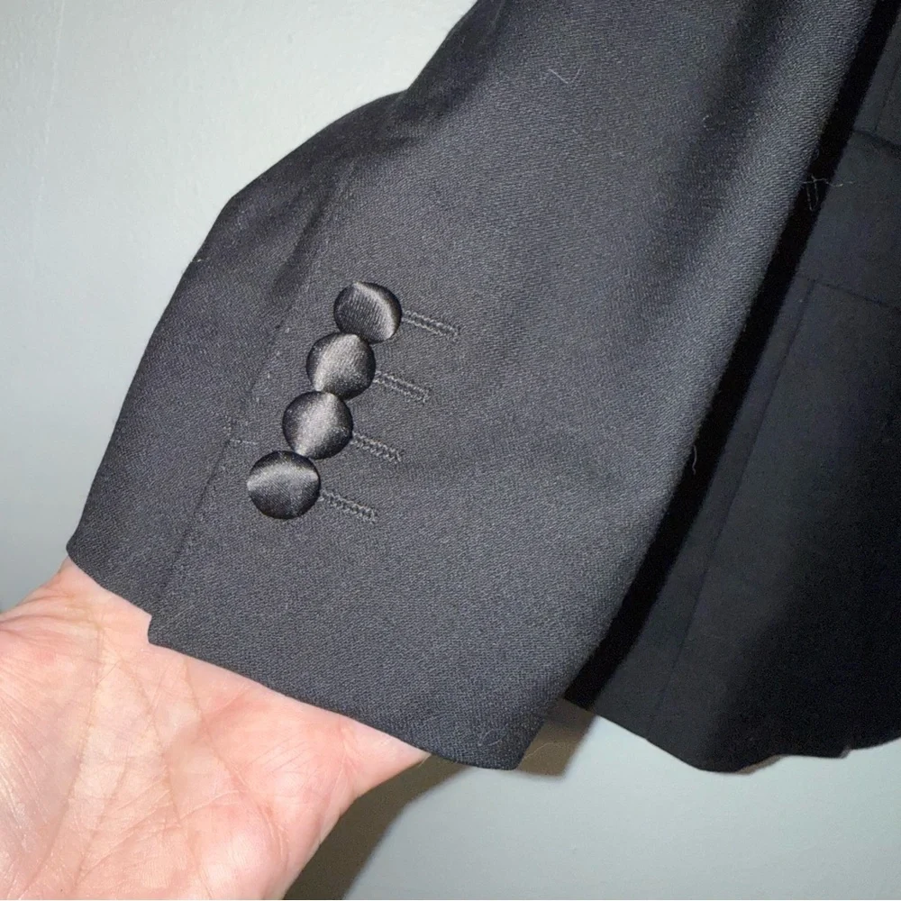 Tiglio Luxe Sport Coat Tuxedo sz 42S Men Slim Fit Black Lanificio Di Biella Wool
